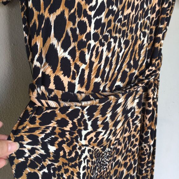 ASOS DESIGN Dress Womens 12 Brown Animal Print Maxi V Neck Short Sleeve Mob Wife - Picture 11 of 12